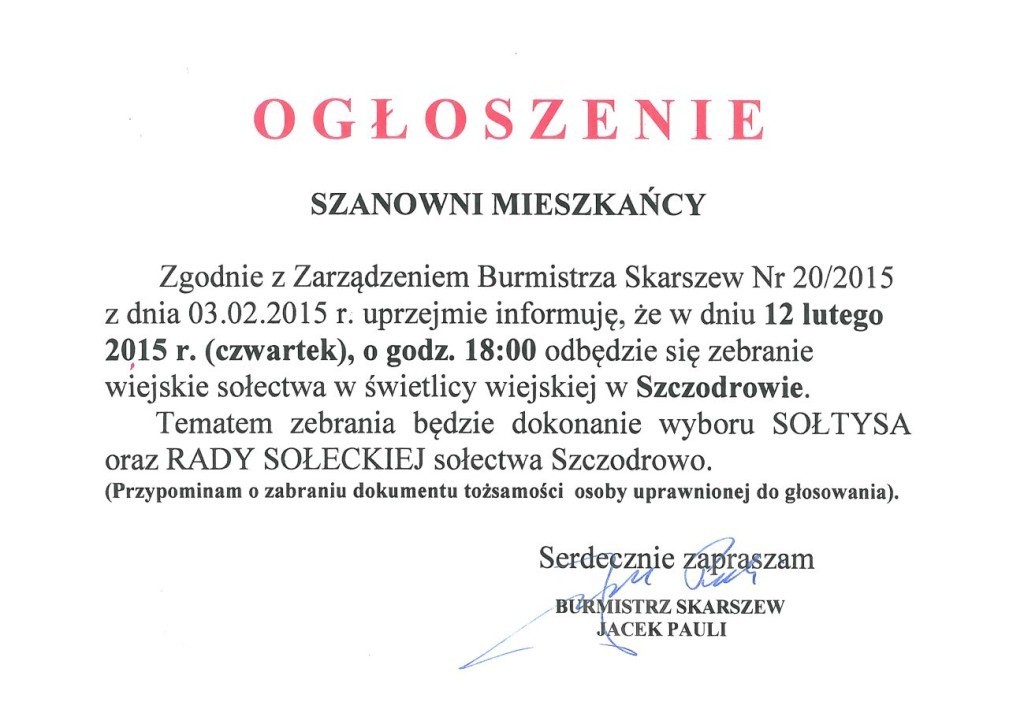 Zebranie wiejskie 2015